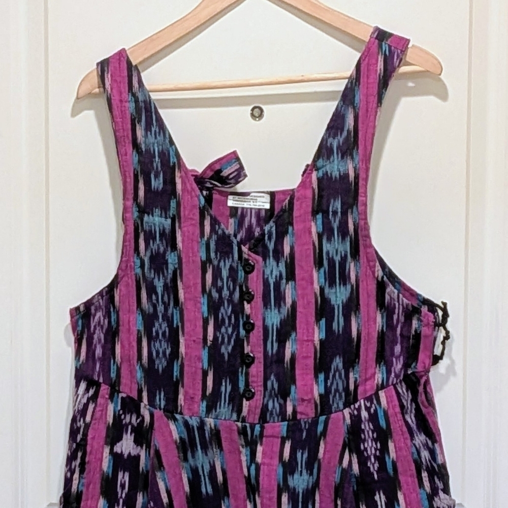 NWOT Beckwoman L 100% Guatemalan Cotton Pink and Turquoise Overalls - Picture 2 of 9